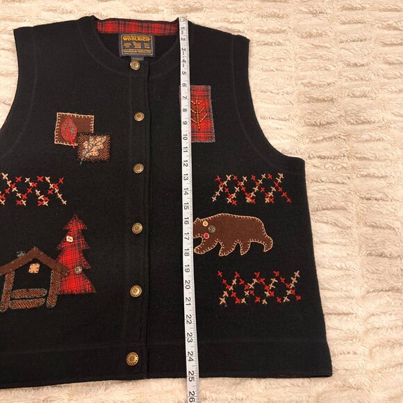 Woolrich Vintage Women's Wool Vest Christmas Winter Nature Outdoorsy Size Large - Picture 6 of 6